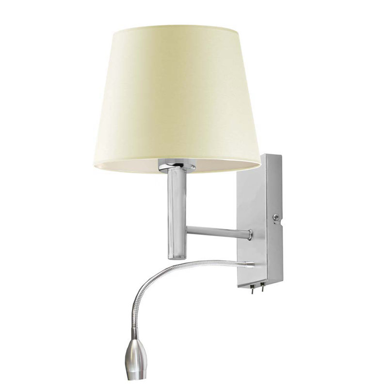 Audrea Steel Armed Sconce, Brushed Steel, Ecru
