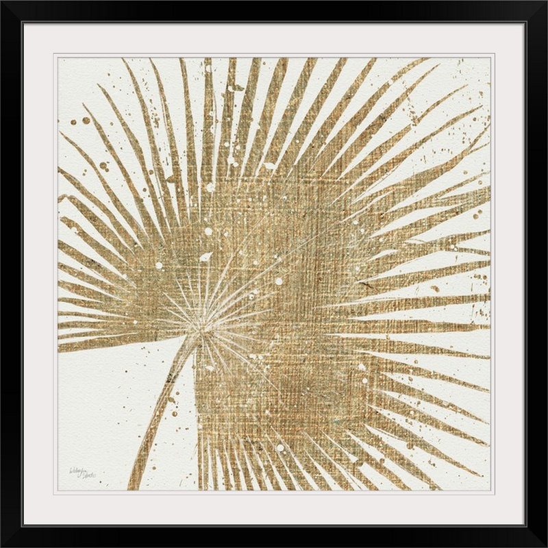 «ii, reproduction d’art Gold Leaves, Cadre noir, H 20" x l 20" x P 1"
