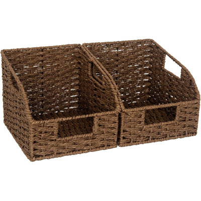 Wicker Baskets for Organizing, Pantry Organizers and Storage, Round Paper Rope Storage Basket