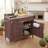 Dark Brown Outdoor Kitchen Island, Stainless Steel Countertop, Storage Cabinets, Large Drawers, Adjustable Shelves, Four-Wheel Mobile Pizza Work Surface.-1945827474