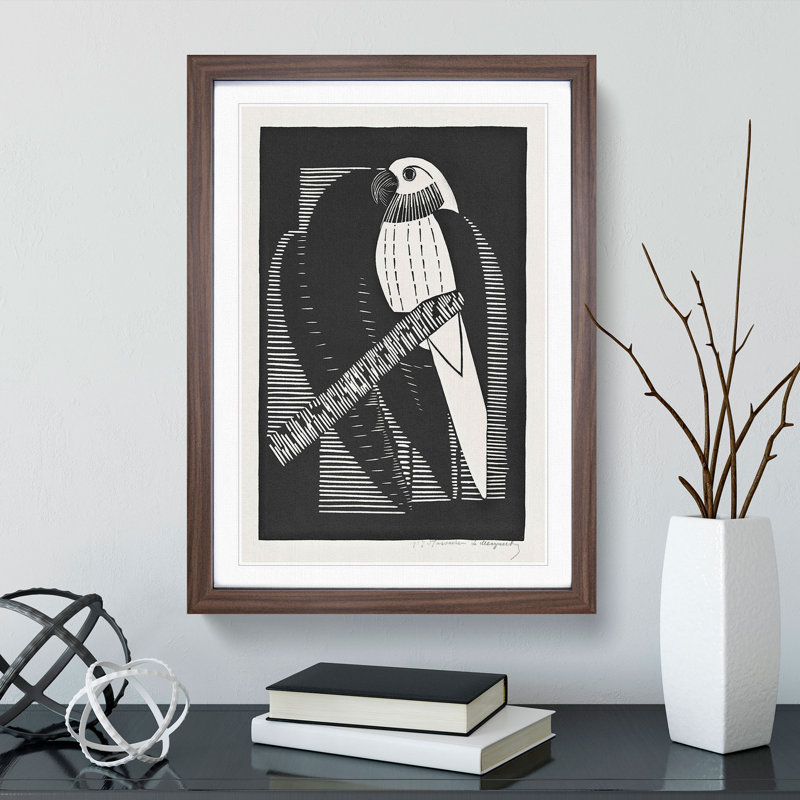 Parakeets by Samuel De Mesquita - Wall Art, 48cm H x 36cm W x 2cm D, Walnut Framed