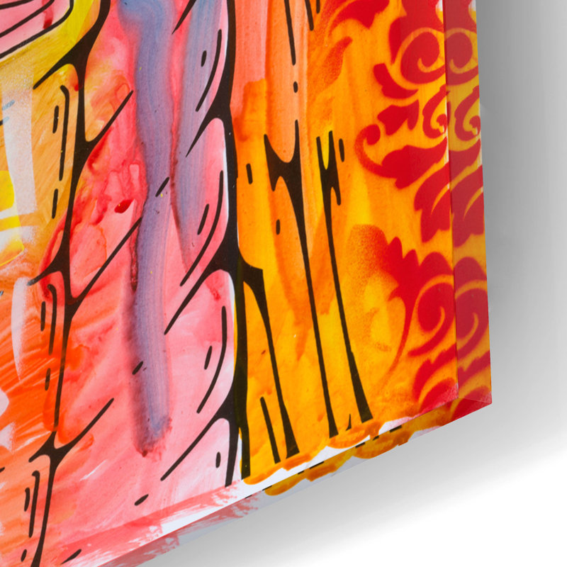 Art mural en verre Red Barrel Studio «Alien First contact» par Dean Russo, 24 po x 16 po, H 12 po x l 16 po x P 0,13 po