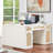 Office Desk 56" with 5 Drawers Storage File Cabinet Rattan Wood Desk for Computer Office Bedroom Home Furniture-129744030
