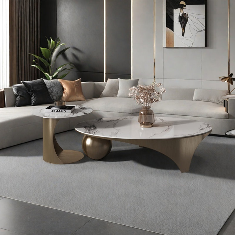 Table basse Modern, Doré, H 16,5 po x l 46,4 po x P 27,6 po 