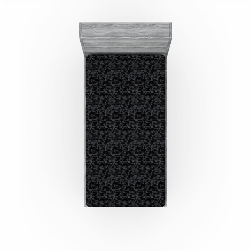 Drap-housse Ambesonne, Gris anthracite, gris, gris pâle / géométrique, Drap-housse simple TG