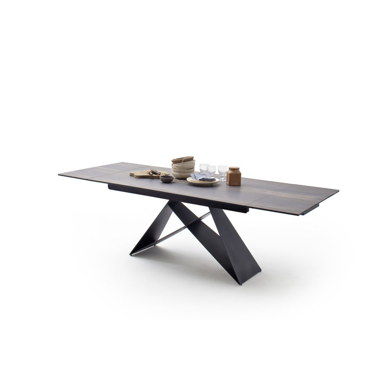 Reed Metal Base Dining Table, Holzoptik Barrique