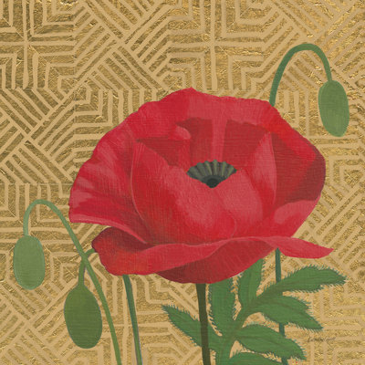 Poppy With Pattern by Kathrine Lovell - Wrapped Canvas Art Prints