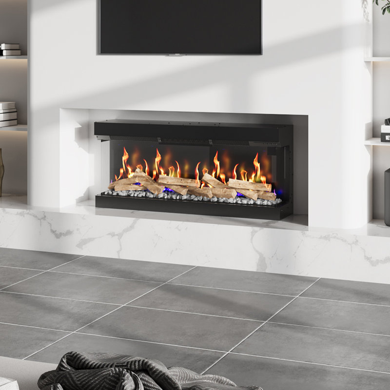 Neeve Ebern Designs Black Electric Fireplace with 5120 BTU, 55.5cm H x 125cm W x 17cm D