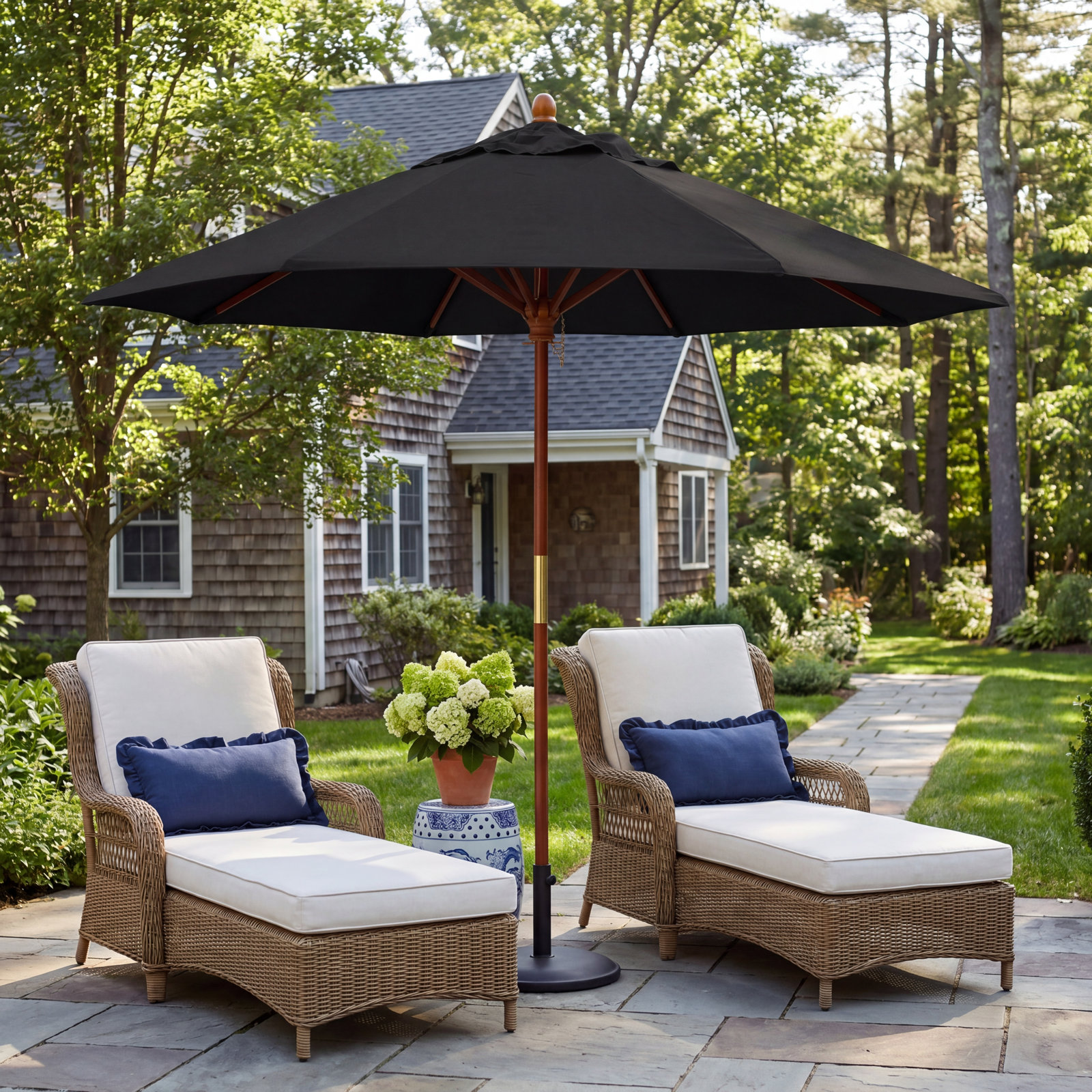 Manford 108'' Outdoor Umbrella, Black - Pacifica