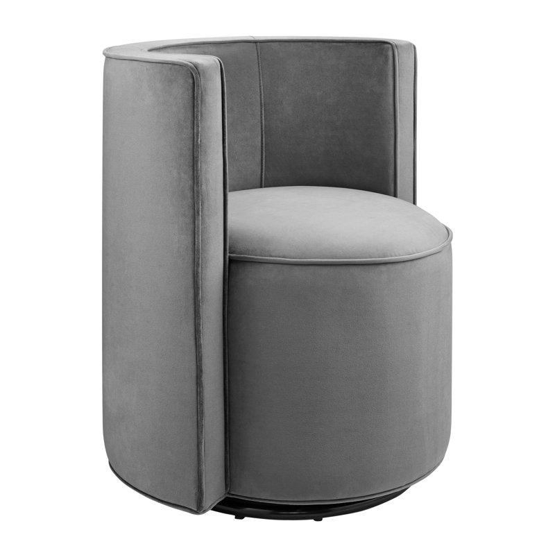 Della Performance Velvet Fabric Swivel Chair, Gray Velvet
