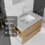 Meuble-lavabo de 76 cm avec lavabo intégré, armoire suspendue en contreplaqué, lavabo en céramique, comptoir et dosseret en marbre reconstitué, 2 tiroirs à fermeture amortie, tablette latérale ouverte, chêne-190733425