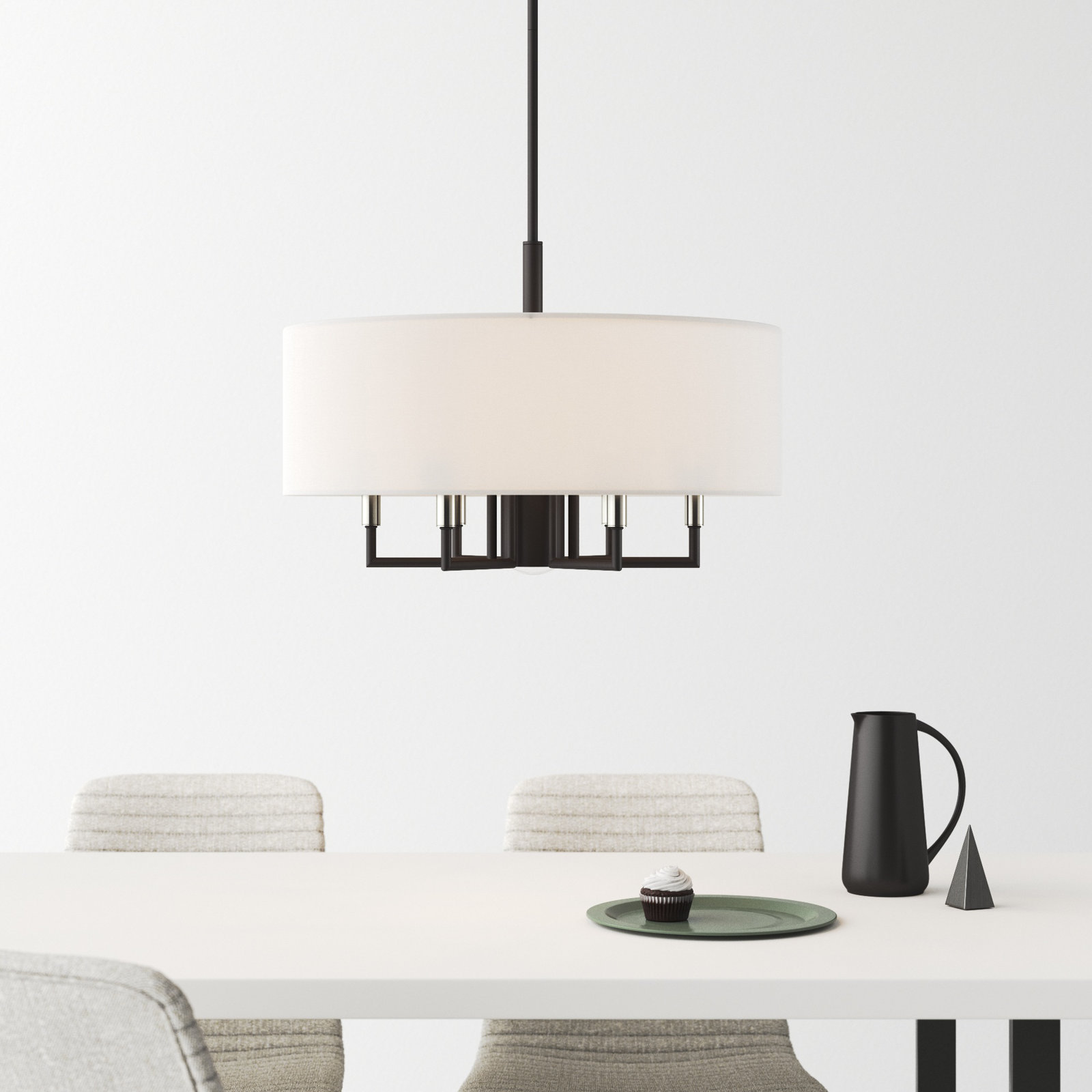 Moonlighter 7 - Light Dimmable Drum Chandelier, Black
