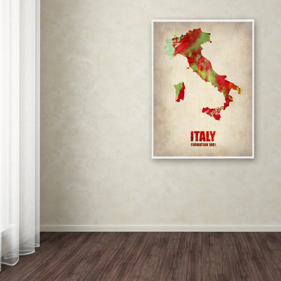 « italie map aquarelle » par naxart, impression sur toile tendue