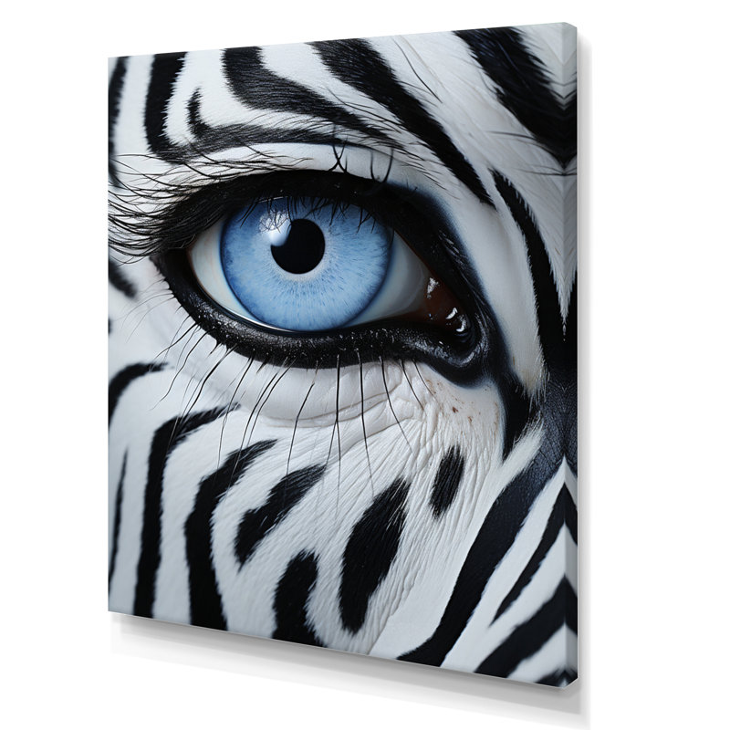 Motif zébré noir et blanc III sur toile, H 32 po x l 16 po x P 1 po