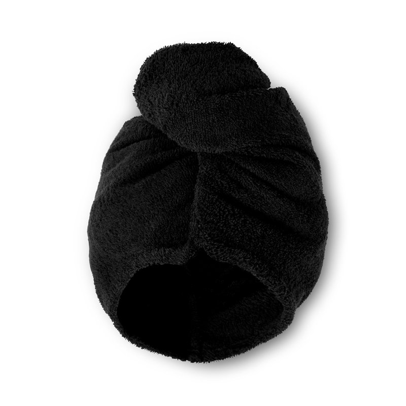 Quick Dry Cotton Turbie Head Towel, Black