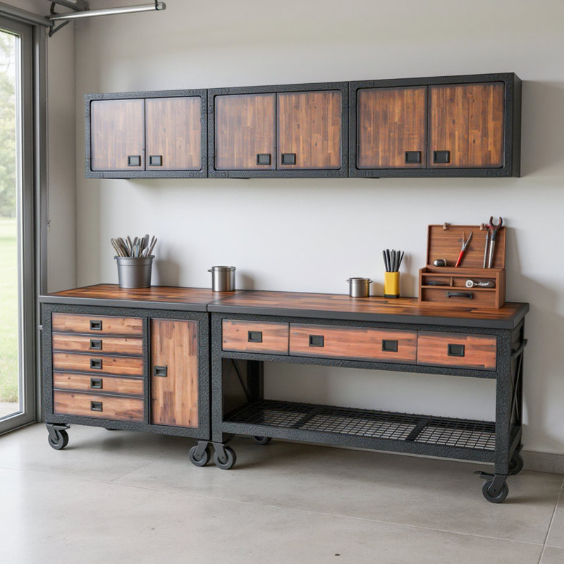 5-Piece Industrial Garage Storage Set with 72 in. Workbench, 48 in. Tool Chest & 3 Wall Cabinets