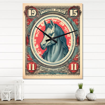 Vintage Stamp Portrait Of Horse - Animals Horse Vintage Wall Clock