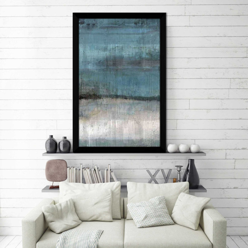 Étude en bleu clair par - Peinture, Cadre noir, H 49,5 po x l 33,5 po x P 1 po