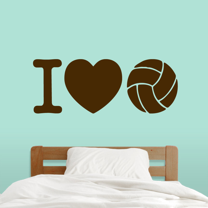 Décalcomanie murale i love volleyball, Brun chocolat