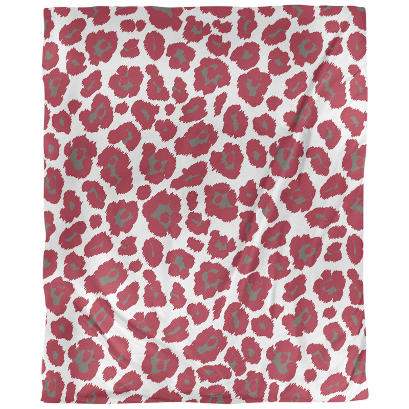 Housse de couette à imprimé léopard Throwback, Microfibre, Housse de couette pour grand lit, Blanc / rouge / gris