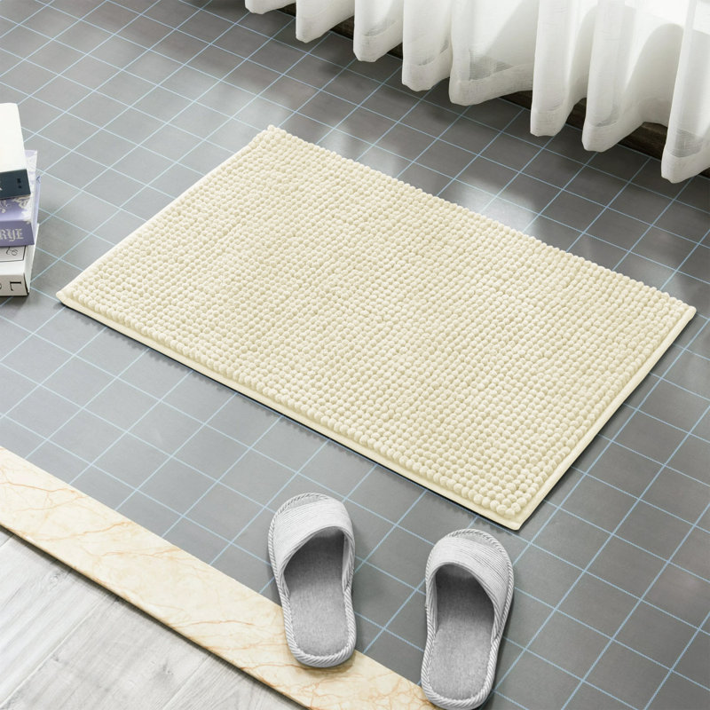 Nelu Ultra Absorbent Non-Slip Chenille Door Mat – Soft Microfiber Mat for Bathroom, Kitchen & Entryway, Cream