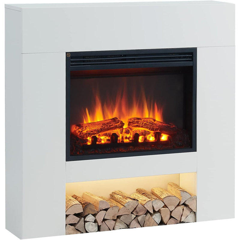 FLAMME Beadell Electric Fireplace with surround with 2kW Fireplace Heater Multiple Colours Available, White