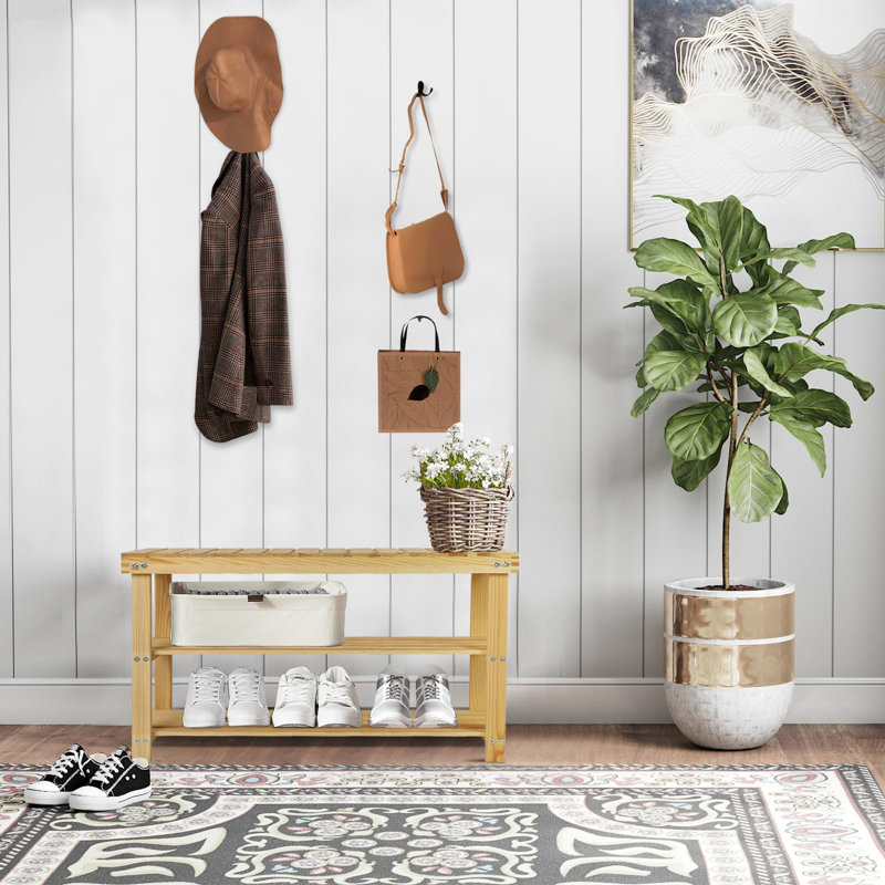 Étagère à chaussures compacte à 3 niveaux en bois