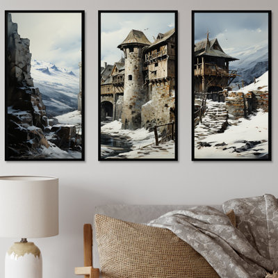 Château médiéval en hiver, charme I - châteaux, art mural