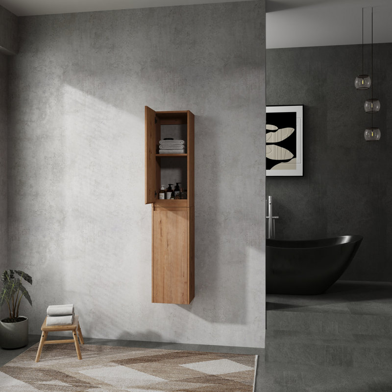 12" Bathroom Side Cabinet, Imitative Oak
