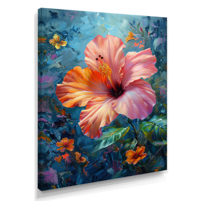 Rose, vert, tropical, oasis, hibiscus - Hibiscus, impression d'art mural