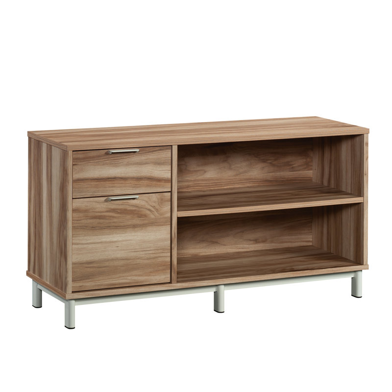 Unité de rangement à finition bois pour le bureau personnel - Dimensions spacieuses, tiroirs pleine extension, armoire coulissante facile à assembler, espace généreux, gestion à deux câbles, configuration personnalisable