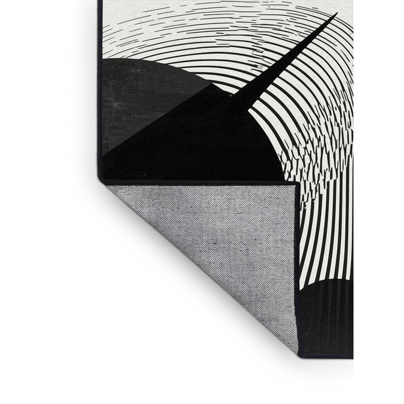 Machine Washable Osnat Drum Set Modern & Contemporary Abstract Rug in Gray – Black Binding, 3x5
