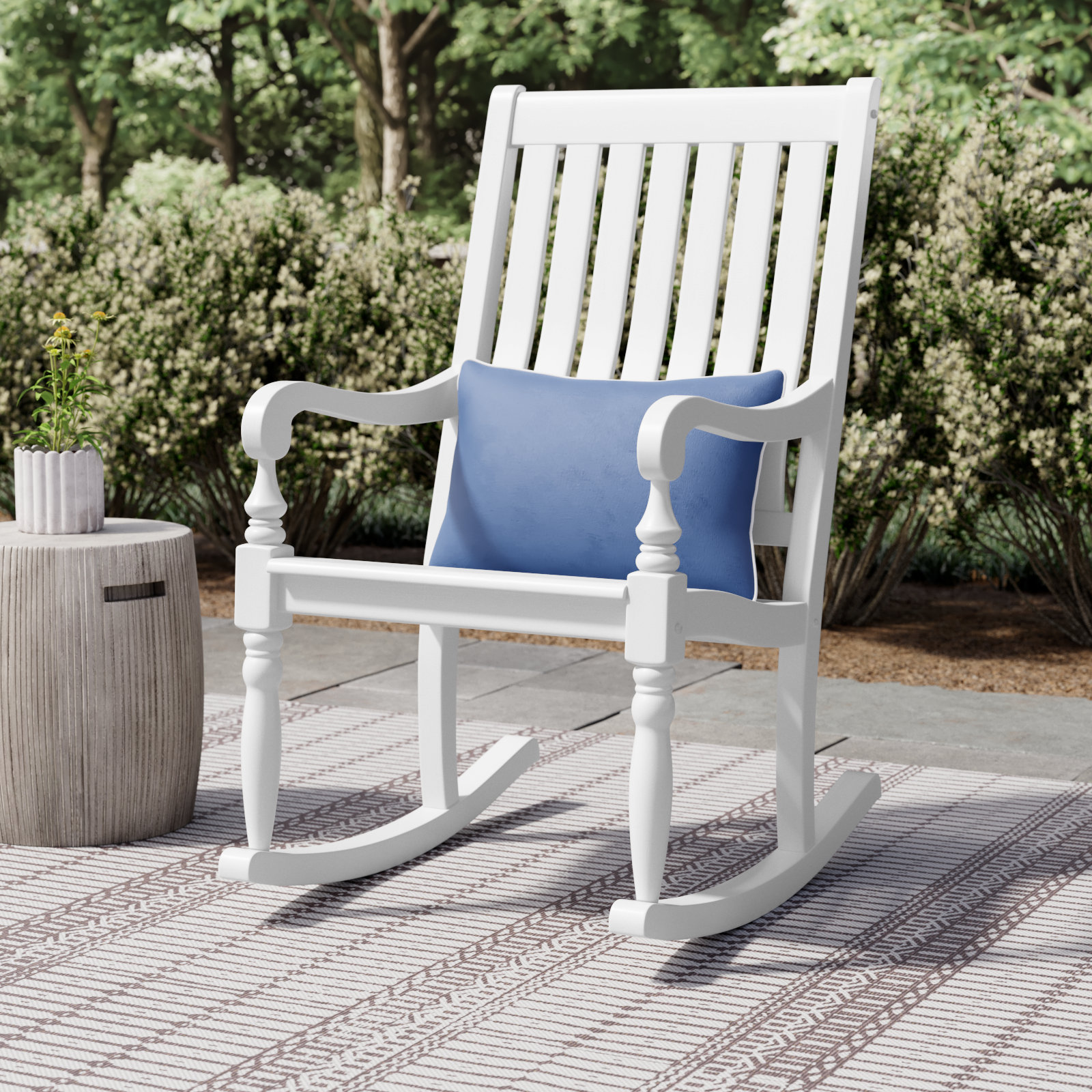 Oisin Mahogany Patio Rocking Chair, White