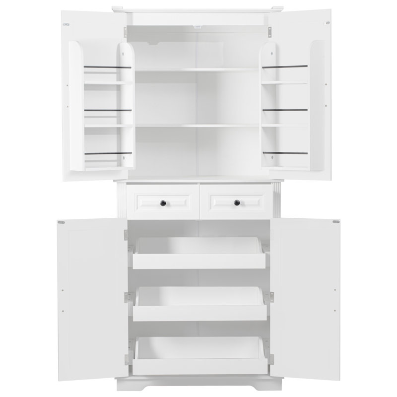 Classic Tall Kitchen Pantry Cabinet, White