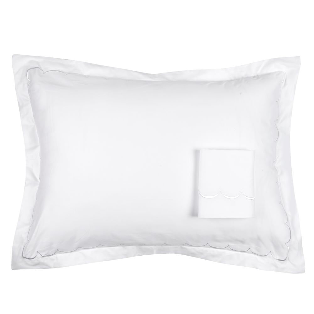 Brazier Sateen Duvet Cover Set, White, Queen Duvet Cover + 2 Standard Shams
