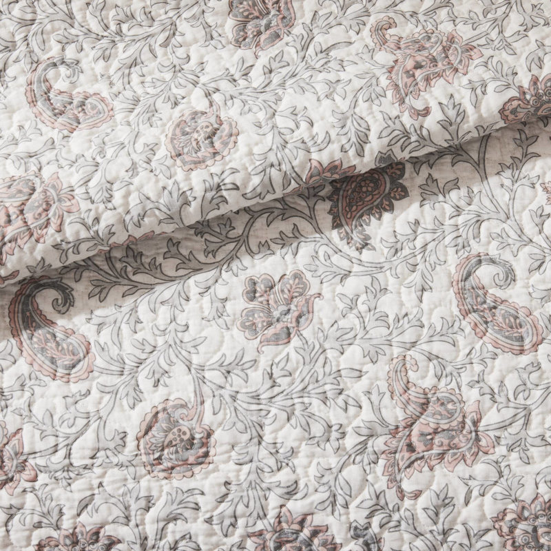 Courtepointe 6 pièces, rosé, très grand / très grand, coton, réversible avec coussins Blush, extras, Rosé