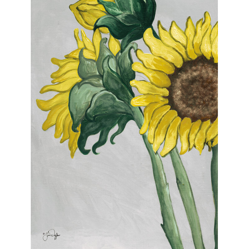 Tournesols par Yass Naffas Designs, H 48 po x l 36 po, Cadre simple blanc, Blanc