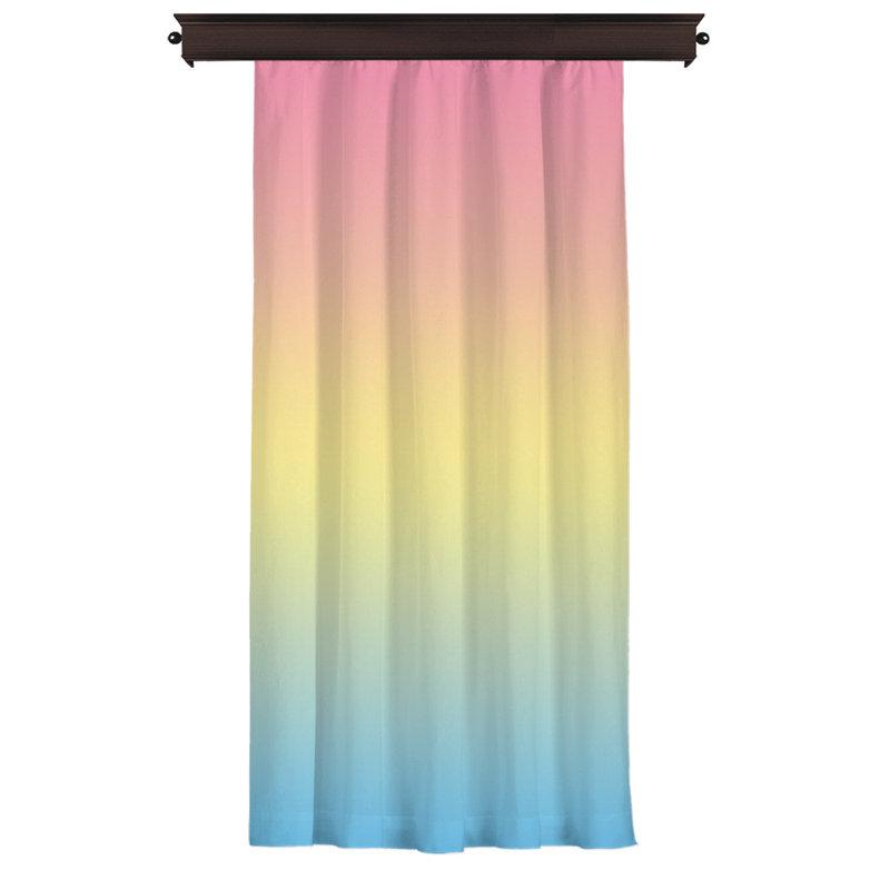 Rideau en polyester Asmah, Jaune / bleu / rose, L 55 po x L 102 po