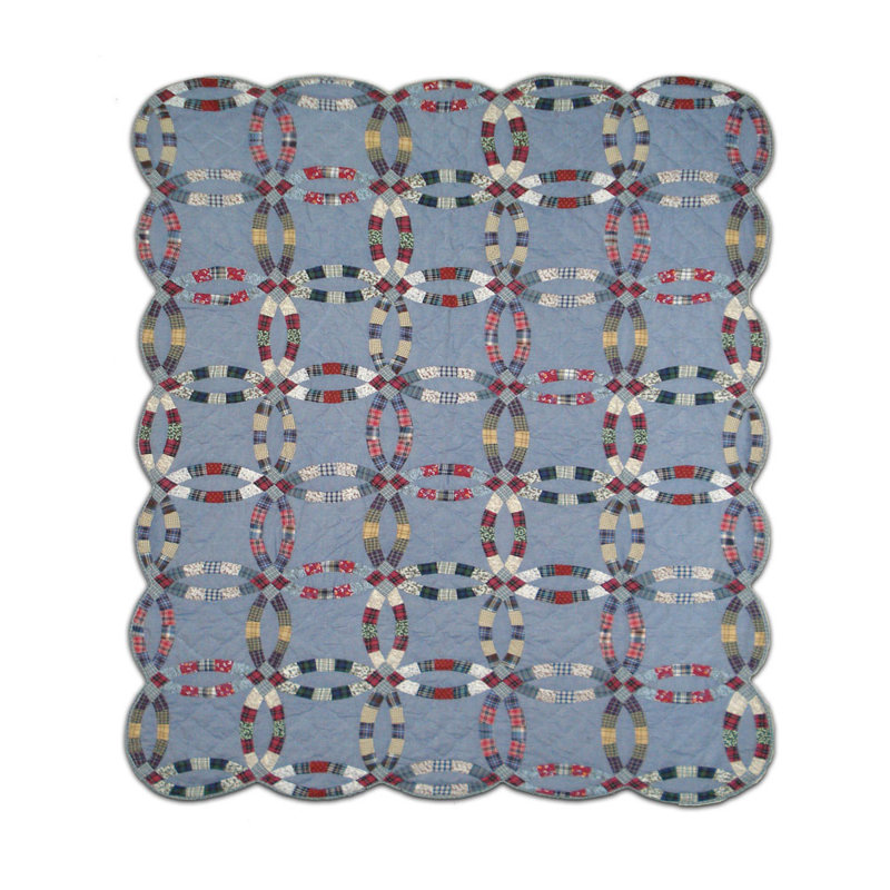 Rustic Patchwork Quilt, Twin Quilt, Blue/Pink