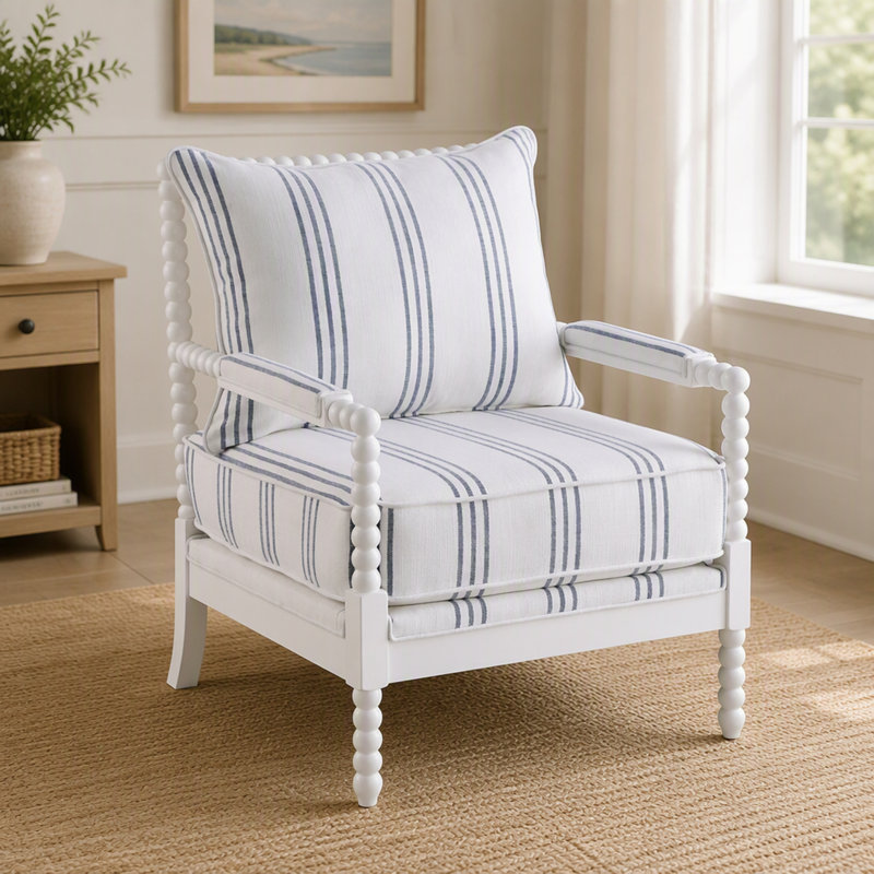 Élégante chaise d'appoint rembourrée avec motif à rayures classique