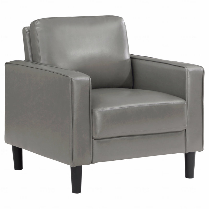 Grey Upholstered Track Arm Accent Chair, Grey