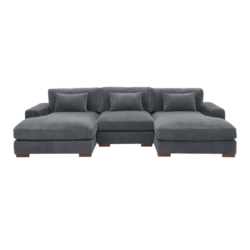 Marabe 3 - Piece Upholstered Sectional, Gray Corduroy
