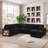 116" Convertible Plush Corduroy Sleeper Sectional With Storage Chaise & Armrest Storage-1973273167