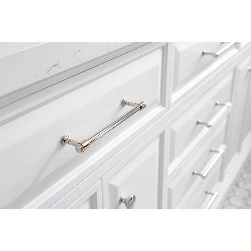 Palace 72'' W Double Vanity, Polished Nickel, Pure White