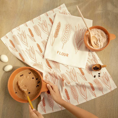 Dish Towel | Printed Flour Dish Cotton Towel | Set of 2