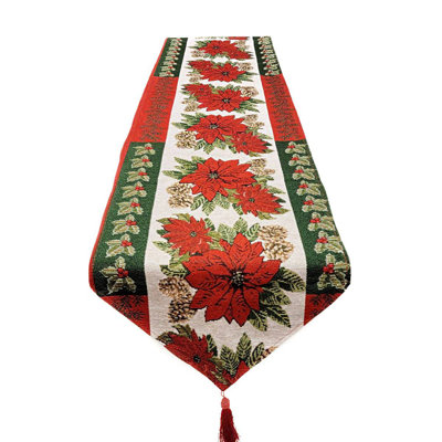 Poinsettia Christmas Table Runner F07M5-8G