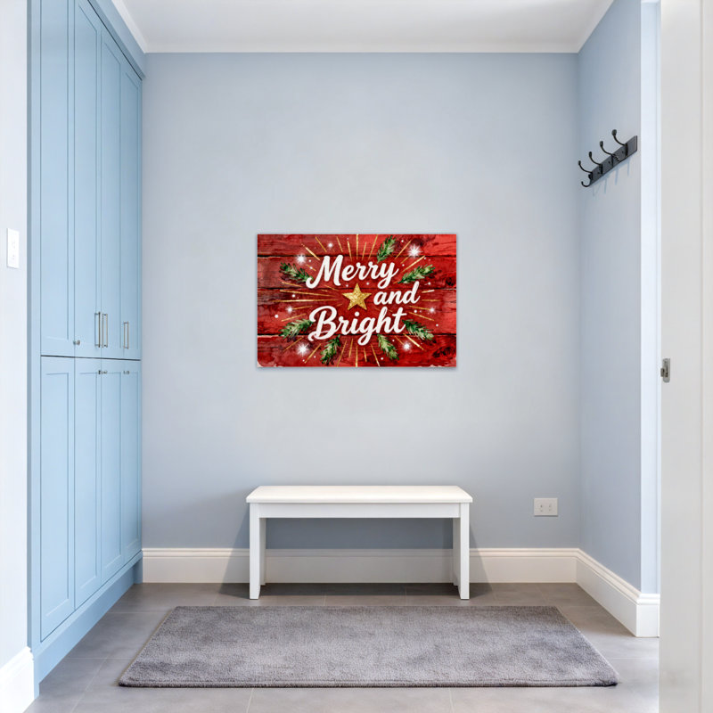 Christmas Merry And Bright Star Pine Sprigs Sparkles, 28" H x 40" W