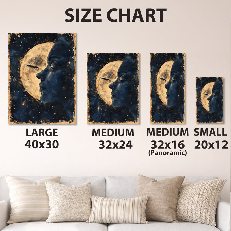 Lune du Tarot - art mural céleste en métal, astrologie, L 30 po x H 40 po
