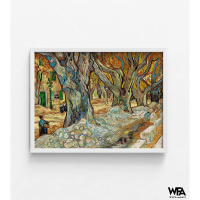 "The Large Plane Trees" par Vincent Van Gogh, "The Road Mender", reproduction de peinture à l'huile, arbres de Van Gogh, Saint Remy par Van Gogh, art mural encadré