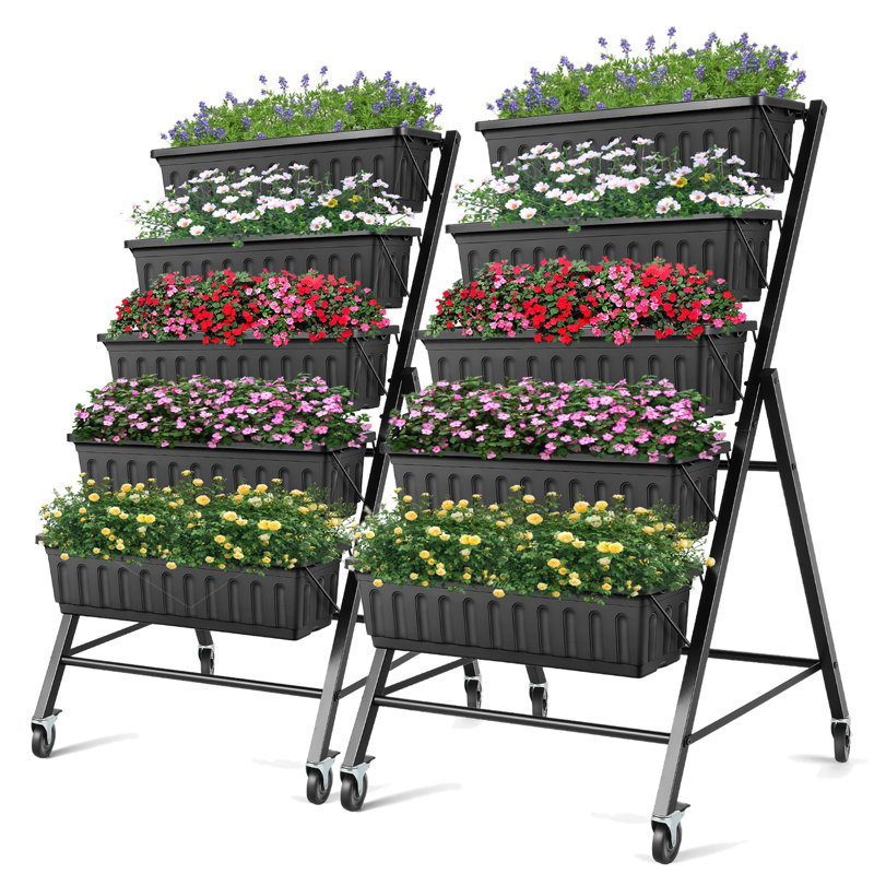 Ensemble de 2 pots de jardin surélevés Denishia, Gris foncé noir